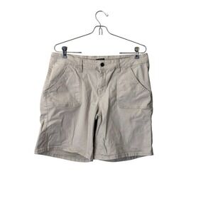 Hannah Women's 12‎ Khaki Denim Shorts Cotton Blend Stretch 8" Inseam Modest